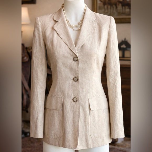 Talbots Jackets & Blazers - Neutral Linen Blazer | Classic Tailored Jacket | Size 4